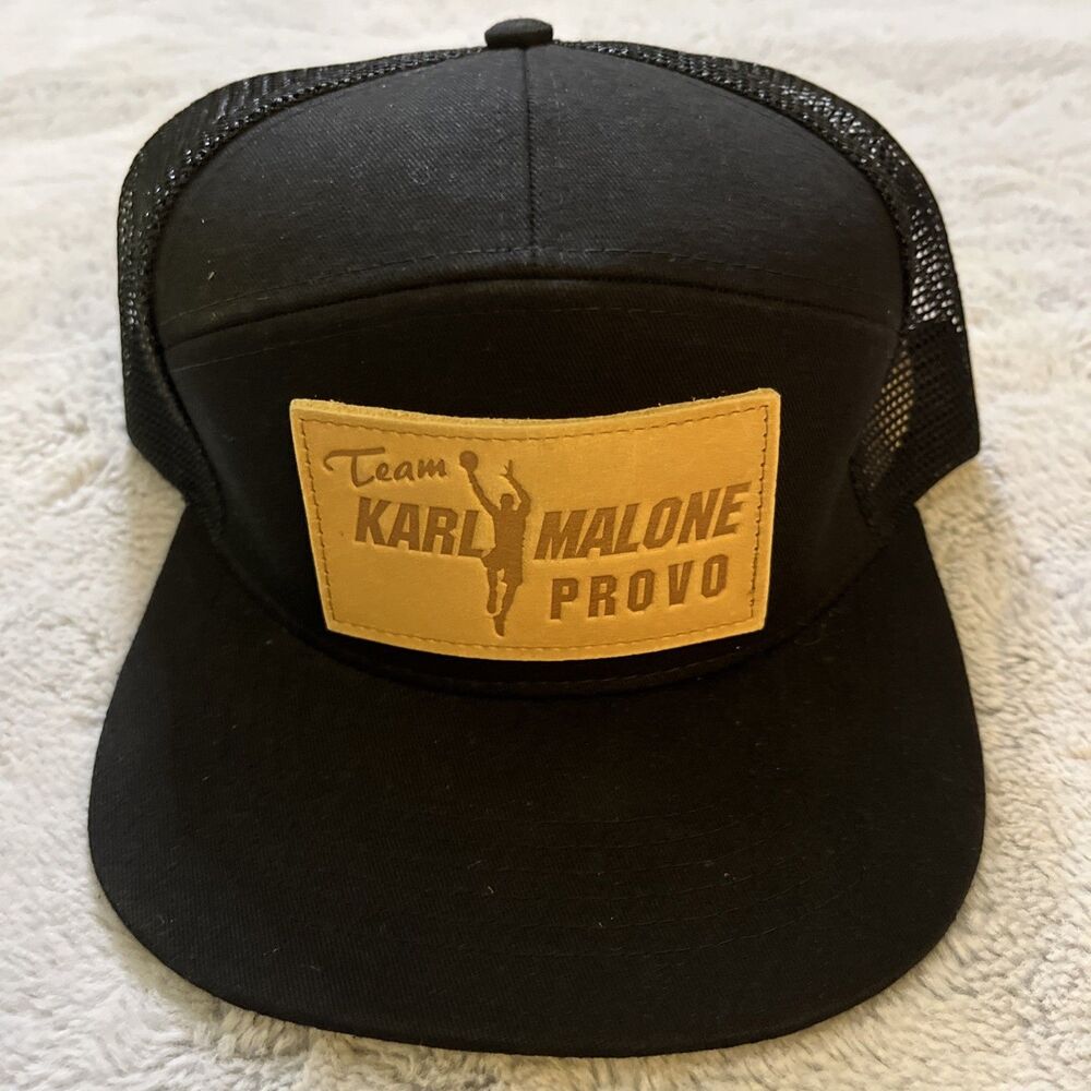 Retro Team Karl Malone Provo Trucker Cap Black Snapback Mesh Hat